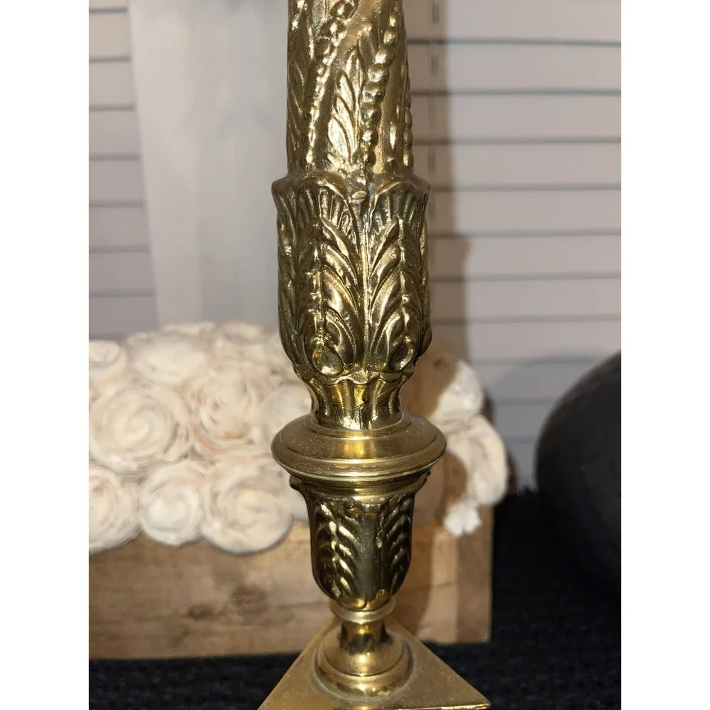 Vintage Pair Of 2 Ornate Tall Brass‎ Candle Holders 20